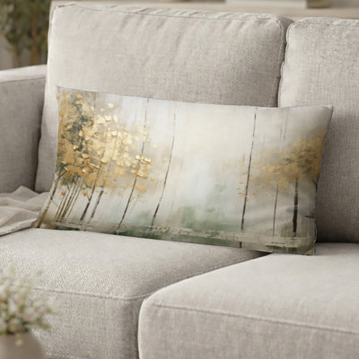 Coussin décoratif Minimalisme Beige et Or Forêt II - Coussin imprimé forêt