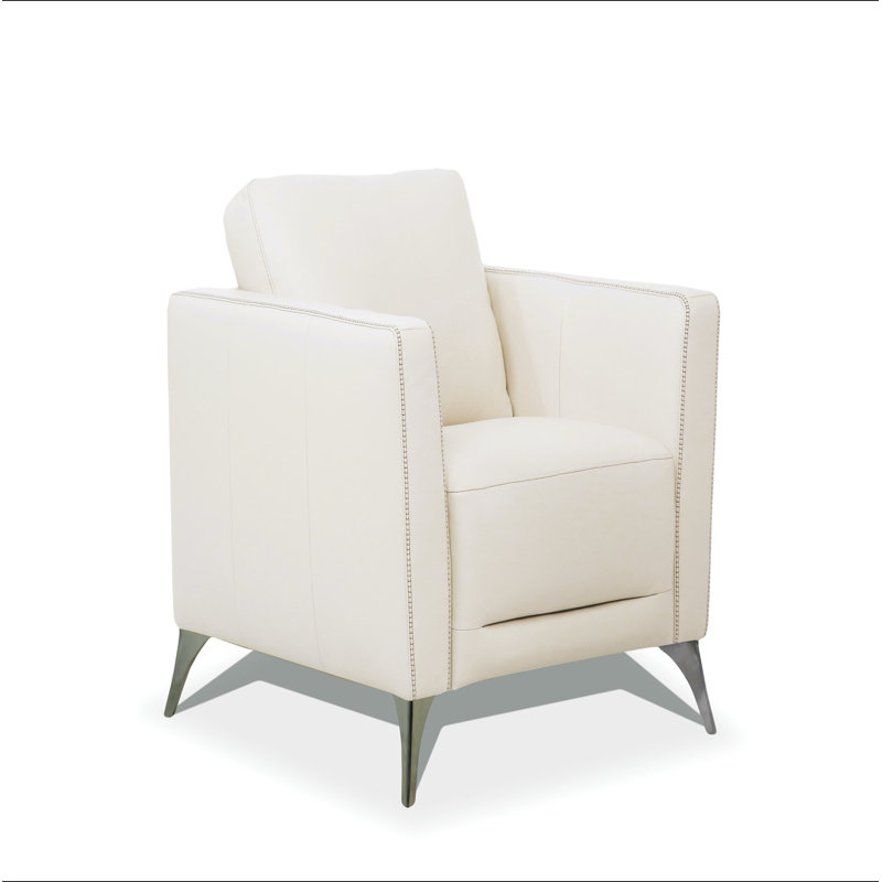 Fauteuil en cuir crème de Valence (assemblé), White Leather