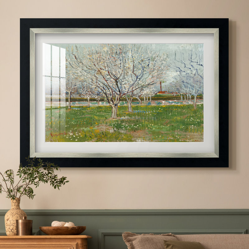 Verger en fleurs (pruniers), 1888 - Vincent van Gogh - Estampe encadrée sur mesure, 16x22 INNER SIZE, Framed Print with Mat