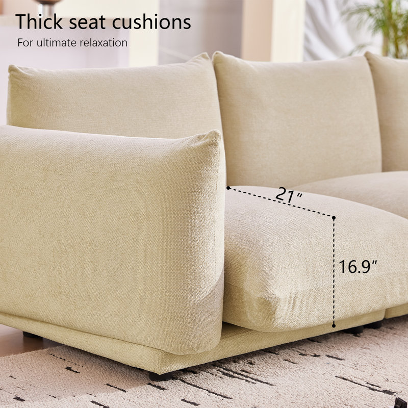 Canapé modulaire en U avec repose-pieds Raeshell, Beige