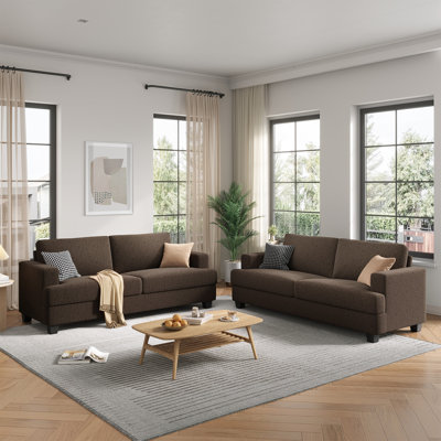 Canapé 84,2 "rembourré 84,2", ensemble 2 pièces en lin pour salon en appartement