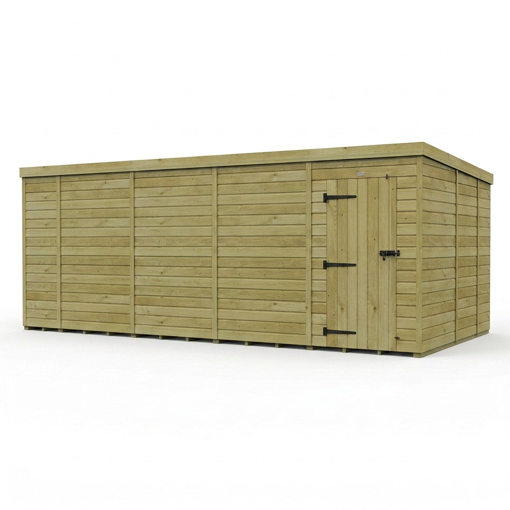 Total Sheds 18ft x 9ft Pent Garden Shed - Single Door - No Windows - Pressure Treated Timber - UK Manufactured