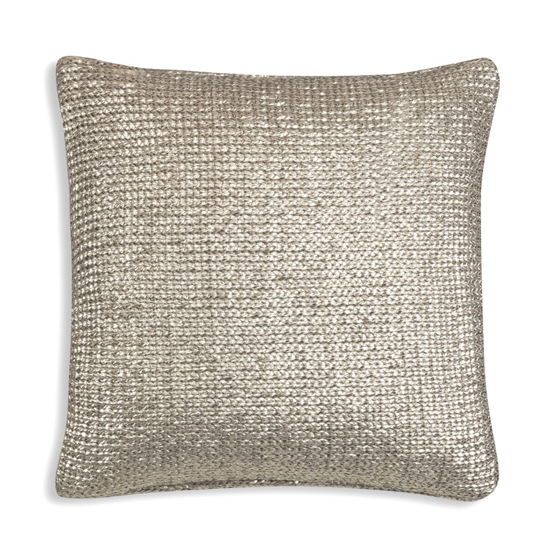 Cloud9 Design Piper Acrylic Knot Pillow Chunky Knit Foiled Metallic Accent Cushion, Gold