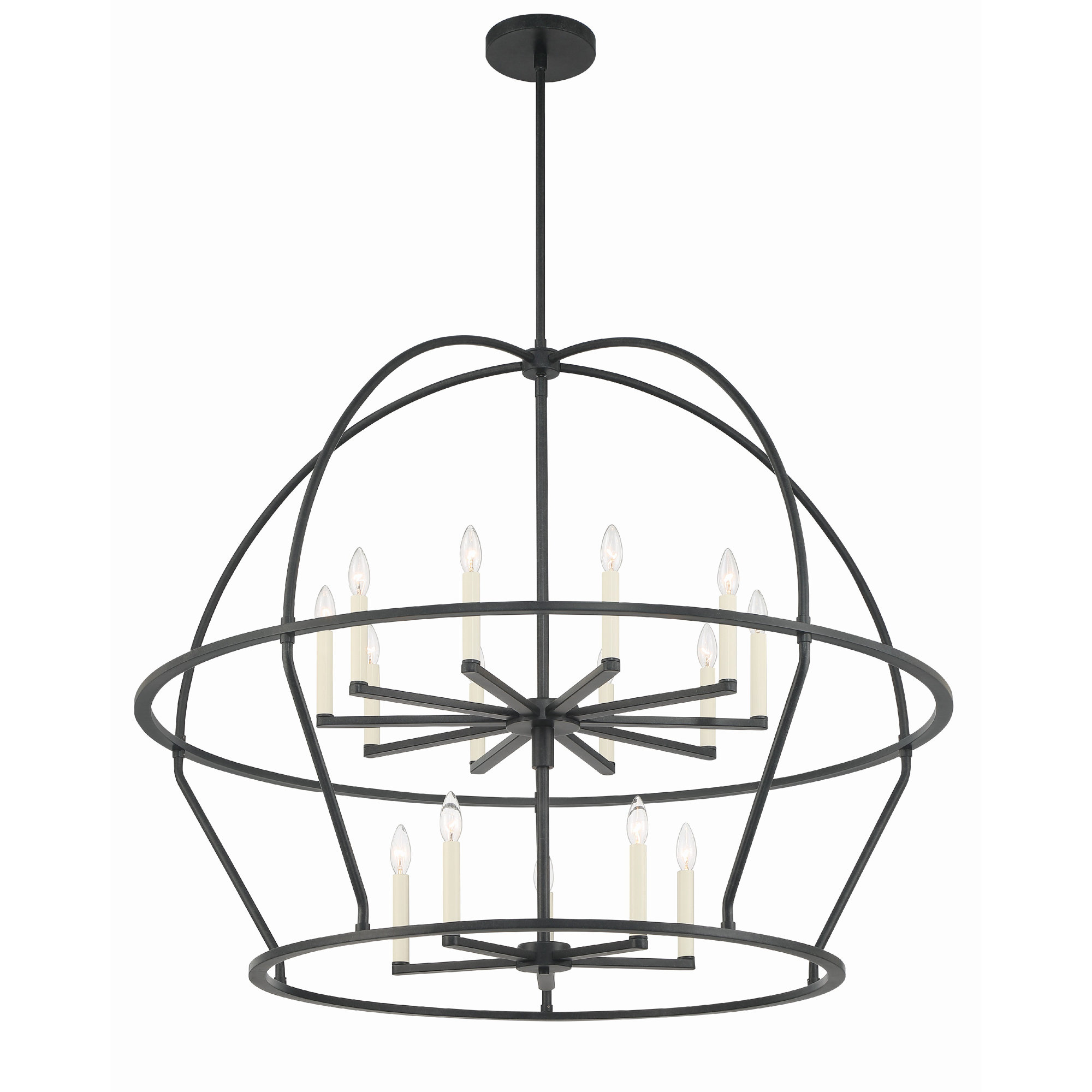 Addis 15 - Light Metal Geometric Chandelier, Black