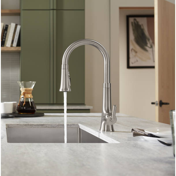 Kohler Tone Single Handle Pull Down Kitchen Sink Faucet with Three ...