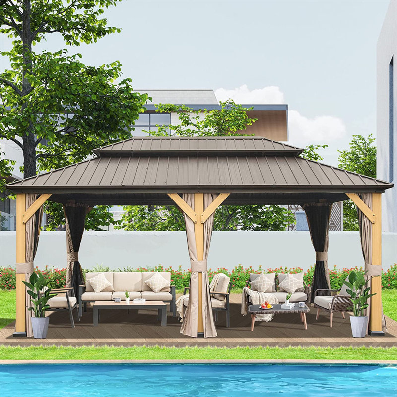 20 Ft. W x 12 Ft. D Solid Wood Patio Gazebo