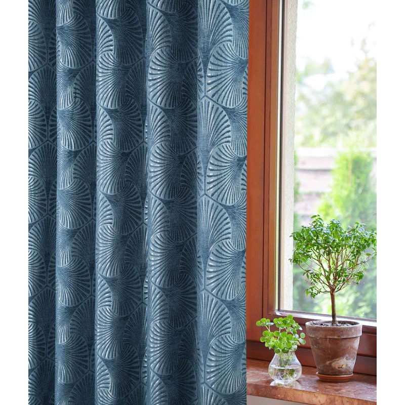 Anthe Semi Sheer Curtain Pair, Blue, 114 W x 183 D cm