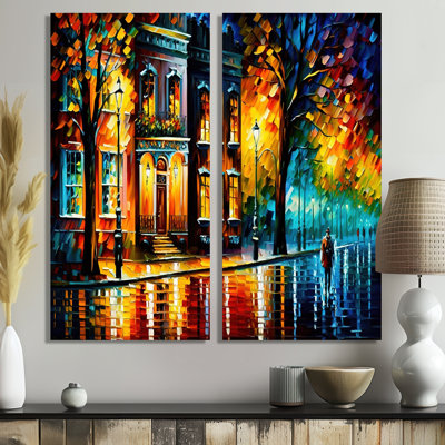«Colorful Montreal City III - Multicolore, art traditionnel sur toile, 2 pièces