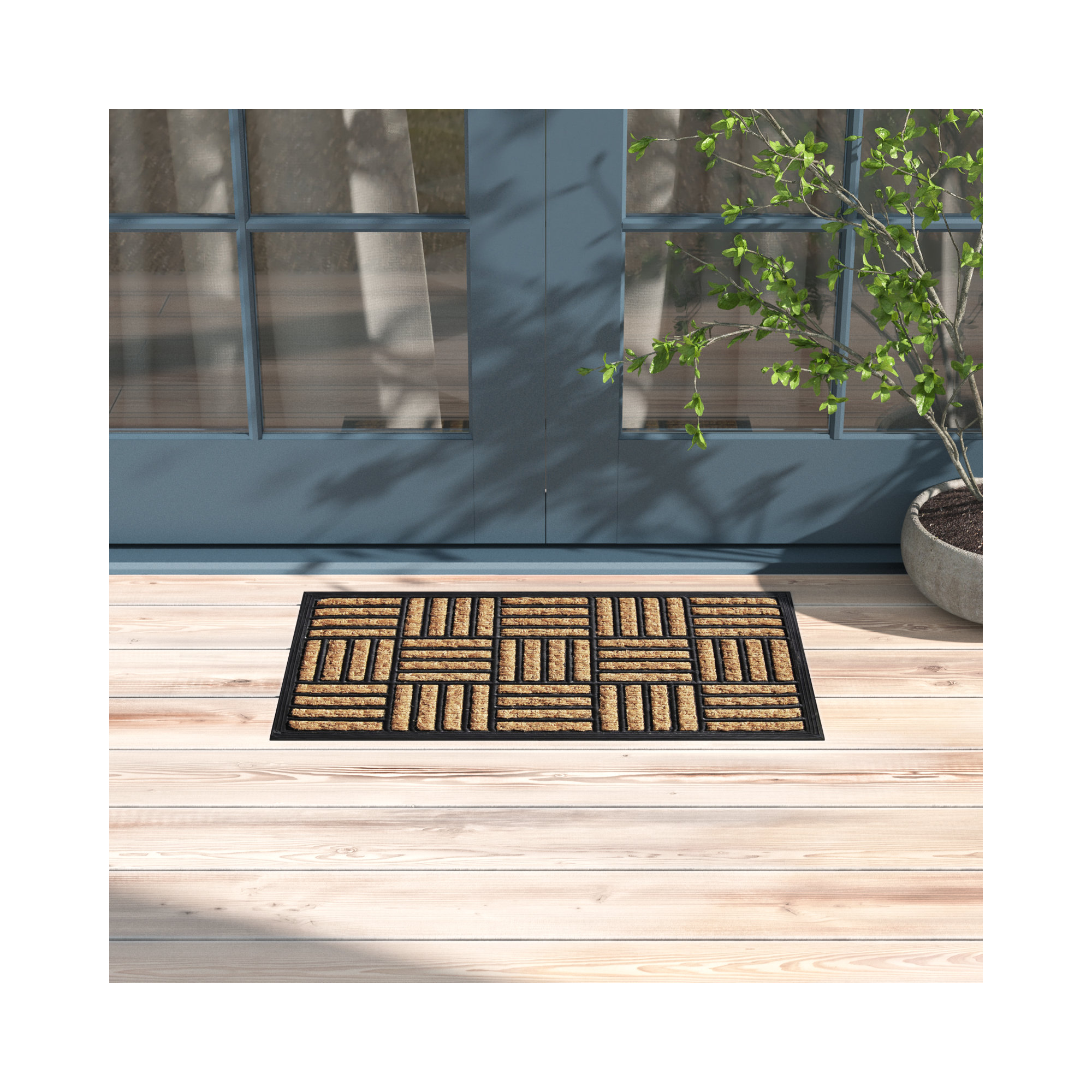 Haberman Non-Slip Striped Outdoor Doormat