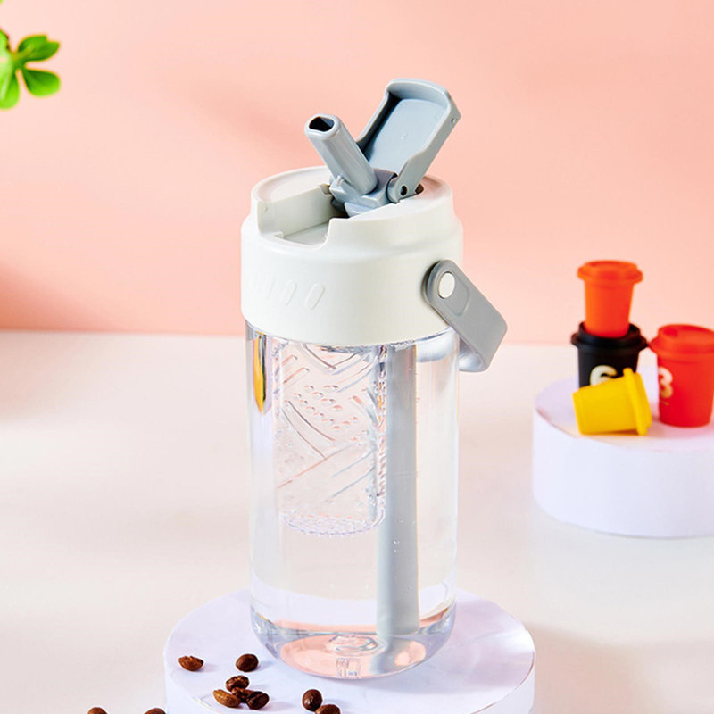 Bouteille d'eau Tasse de paille sur le thème de l'été 800 ml ShatterProof, Blanc