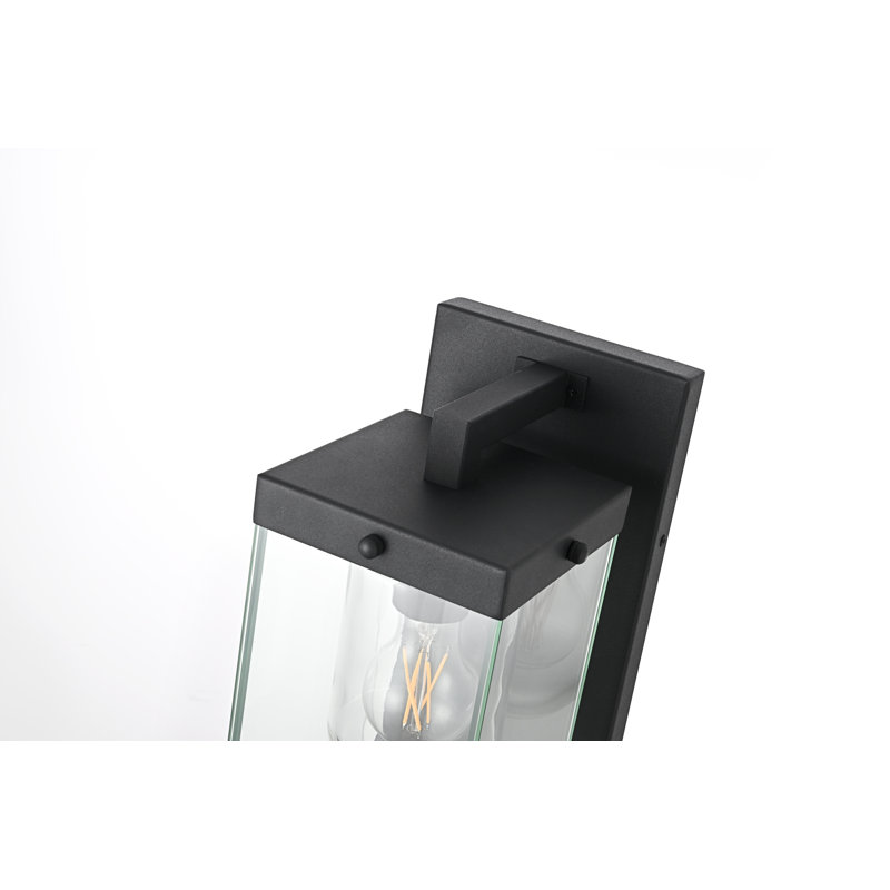 Keaton Outdoor Wall Sconce in Black, 15" H x 6" W x 8" D