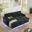 Canapé-lit moderne en chenille multifonctionnel avec table rétractable et éclairage DEL-511562392