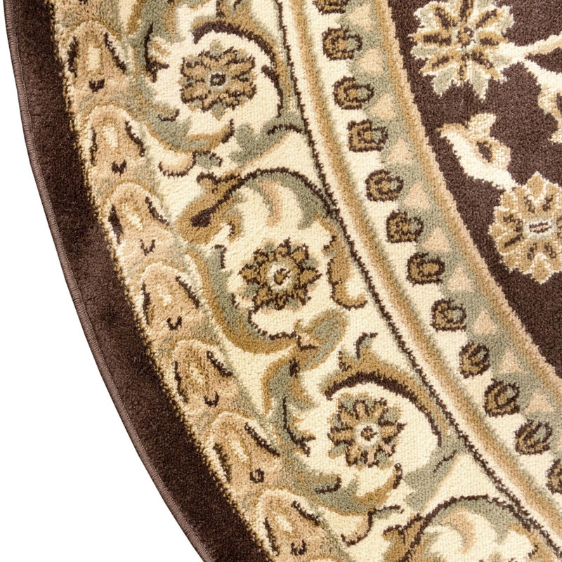 Tapis oriental brun / beige Aracelia, Rond 7 pi 10 po x 7 pi 10 po