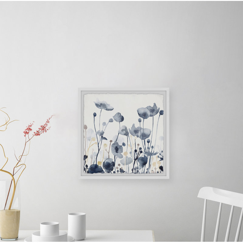 Flower Blues 1 Piece Single Picture Frame Painting, 61cm H x 61cm W x 3.81cm D