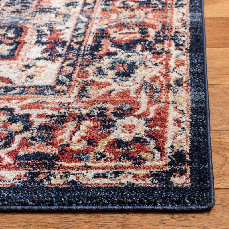 Tapis bleu marine / rouge Sechovicz, Rectangle 5 pi 3 po x 7 pi 6 po