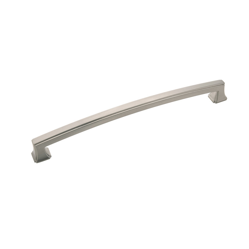 Poignée à tirer de la collection Bridges - Nickel satiné à poignée centrale 8 à 13 po - Quincaillerie transitionnelle et décorative pour tiroirs et armoires