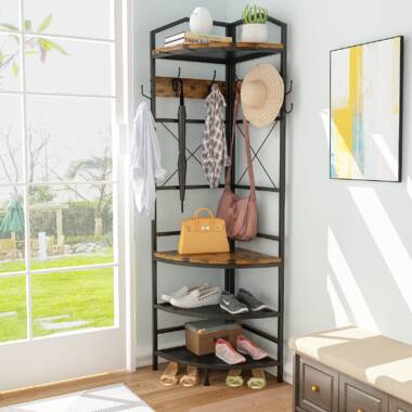 31.49'' Wide Hall Tree with 3 Storage Cubbies, 7 Hooks 17 Stories Color: Gray