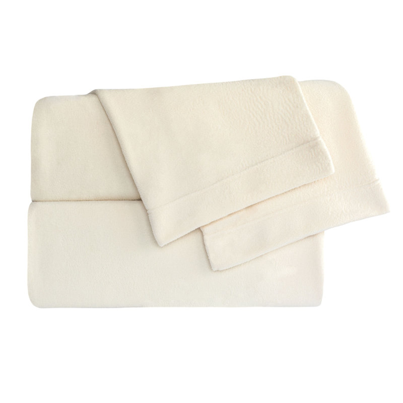 Soft Lux MicroFleece Sheet Set, Queen Sheet Set + Fitted Sheet + 2 Pillowcases, Ivory