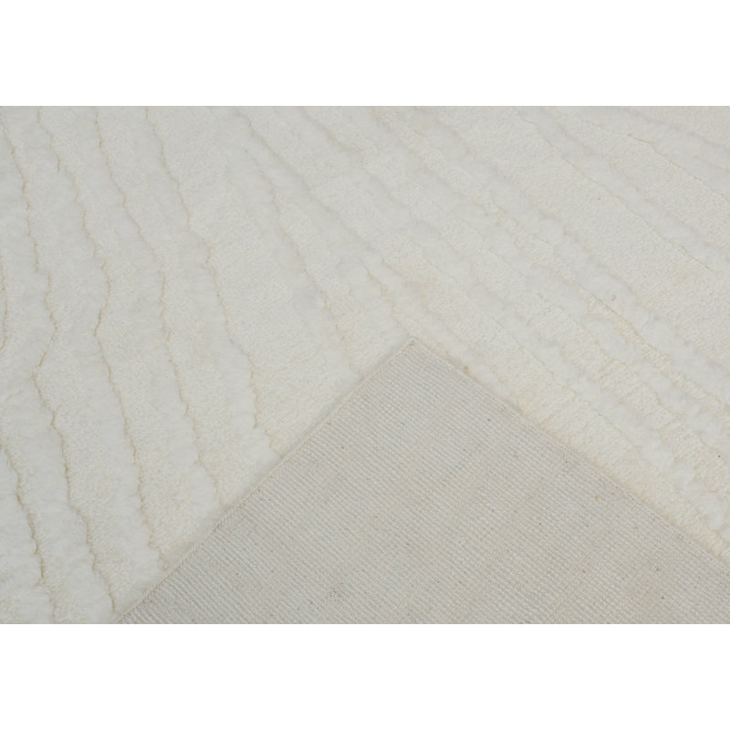 Wool Abstract Area Rug in Ivory, Rectangle 6' x 9'