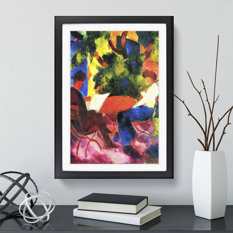 At the Garden Table by August Macke - Picture Frame Painting, 36cm H x 27cm W x 2cm D, Black Framed