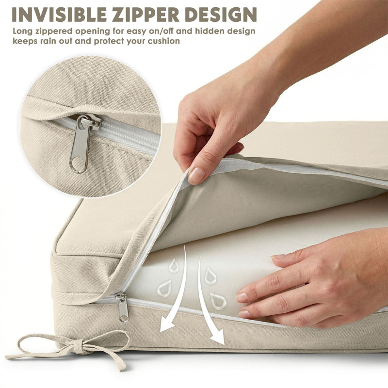 Outdoor Cushion Covers 17X16x2 Dining Chair Cushion Covers, Covers Only, Beige, 17" W x 16" D