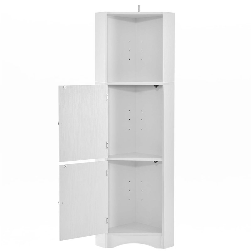 Tall Bathroom Corner Cabinet, White