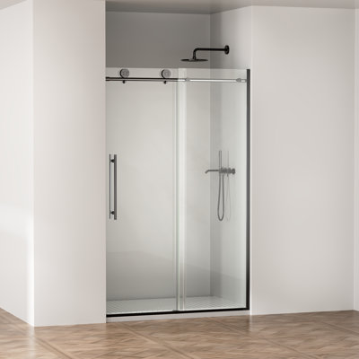 Space-saving Frameless Shower & Tub Doors With Matte Black Finish