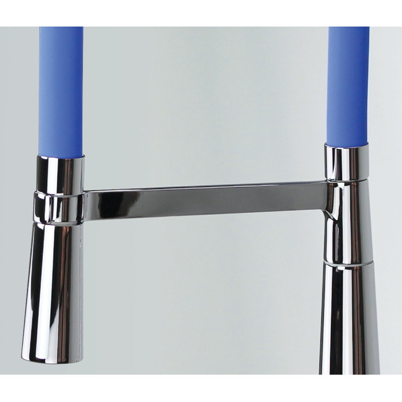 Transolid Bell'arte Pull Down Kitchen Faucet, Polished Chrome/Blue