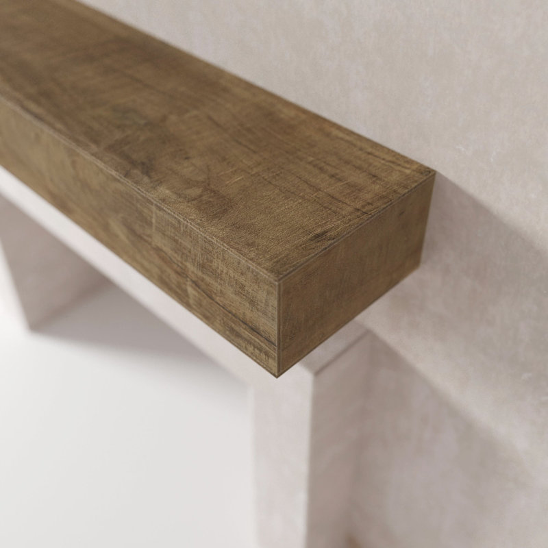 Duluth Teak Floating Shelf with Reclaimed Wood, Brown, 10" H x 72" W x 6" D