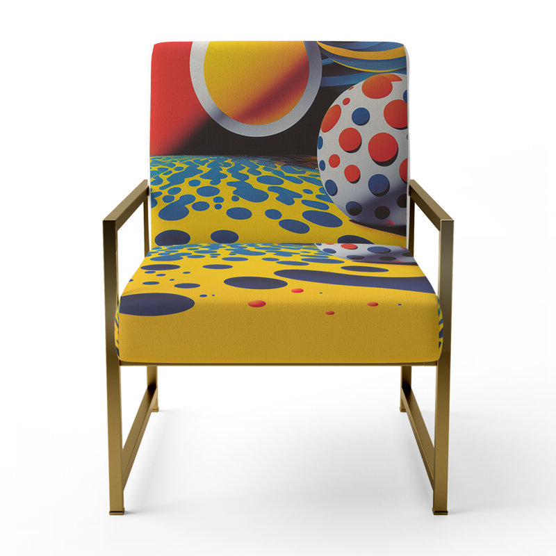 Fauteuil d'appoint à motif géométrique abstrait rembourré Croker, Doré