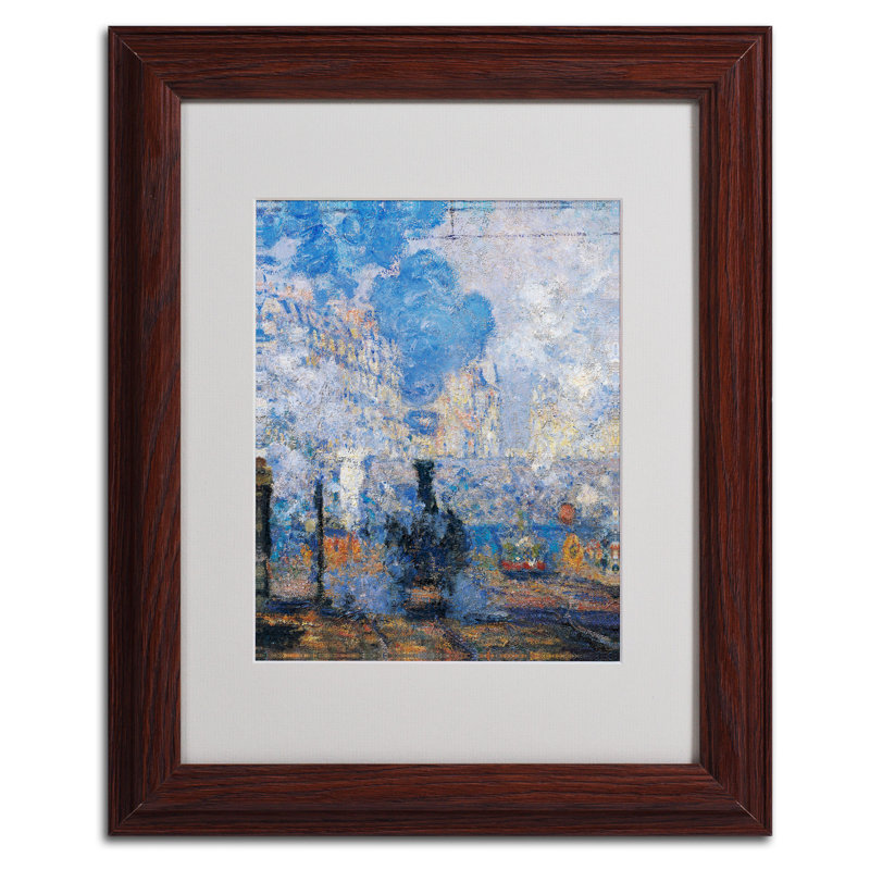 «Saint Lazare Station» par Claude Monet - reproduction d'art sur toile, H 14 po x l 11 po x P 0,5 po, Brun