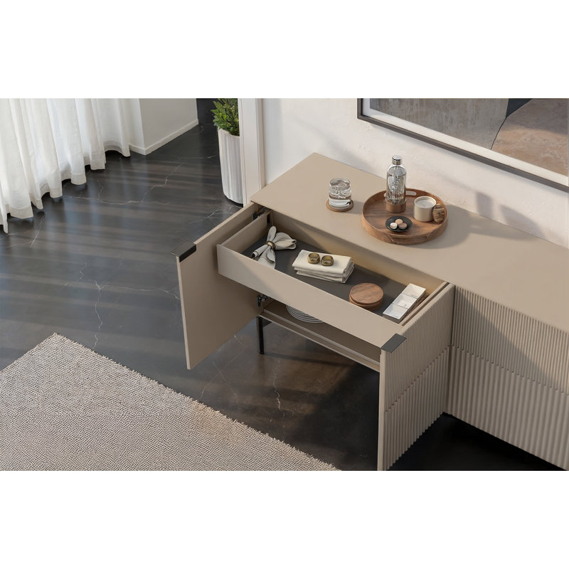 Zig 79.5'' W Credenza, Dune/Brushed Carbon