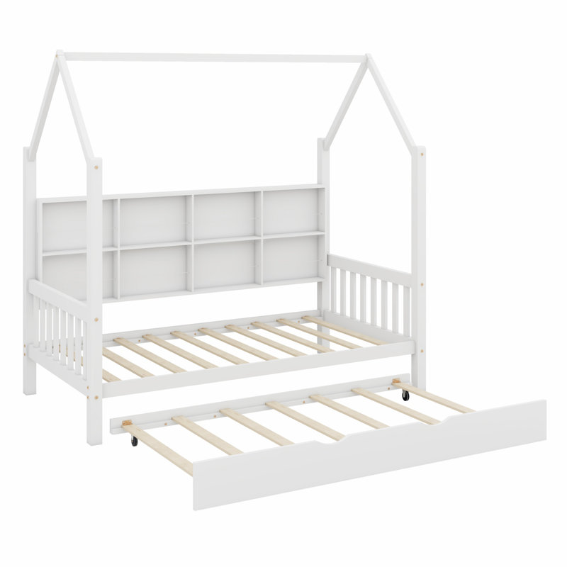 Lit House avec lit gigogne, lit pour enfant avec tablette