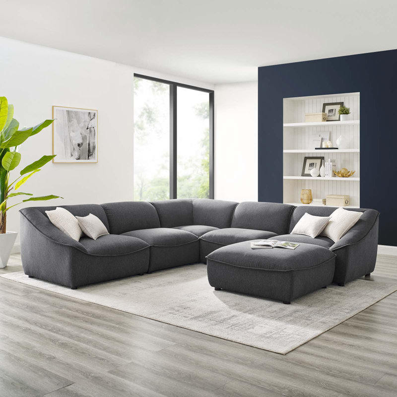Comprise 6-Piece Sectional Sofa, Charcoal 100% Polyester