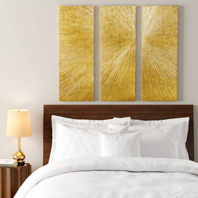 Hand Painted Triptych 3-Piece Dimensional Resin Wall Art Set