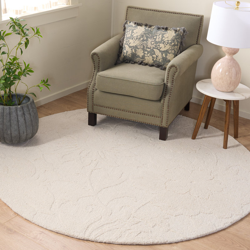 Blossom Hand Tufted Wool; Cotton Floral Indoor Rug, Round 6'