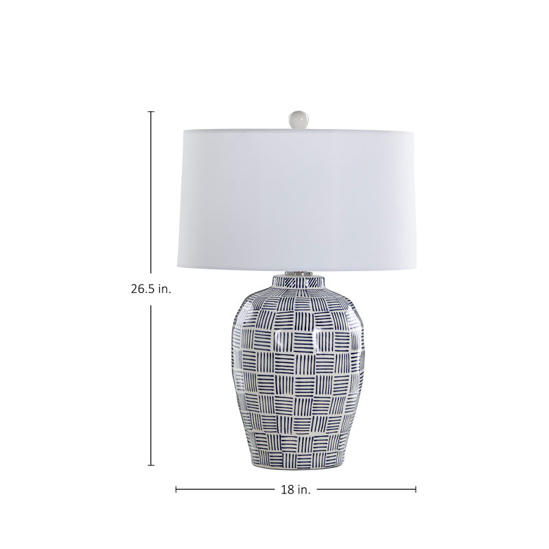Liora Table Lamp, Blue Patterned Glaze