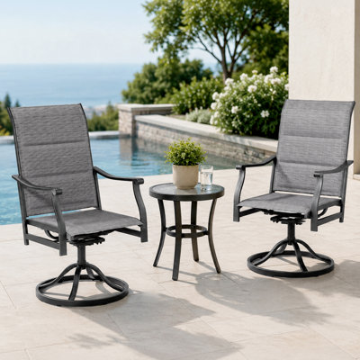 Outdoor Padded PVC-coated polyester Swivel Dining Armchair