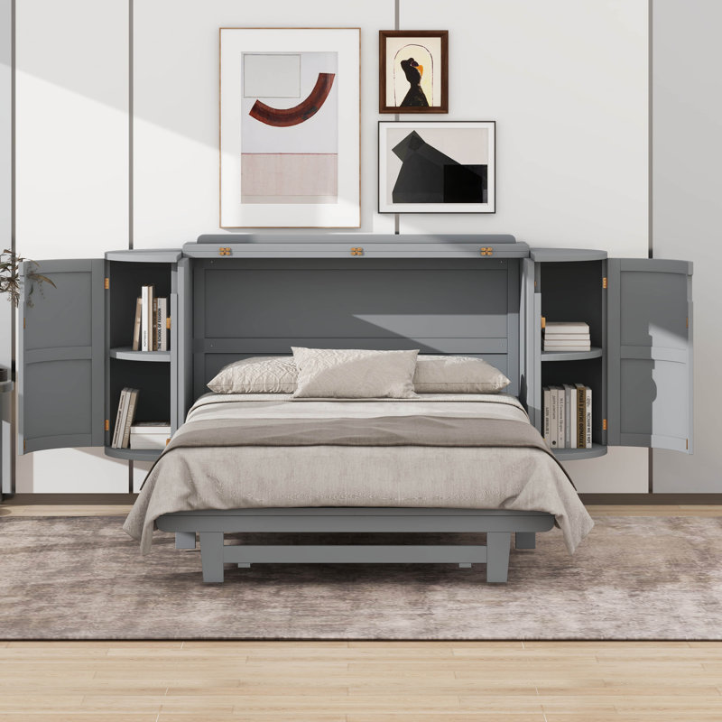 Plateforme moderne pliable avec motif tissé, Gris, Double