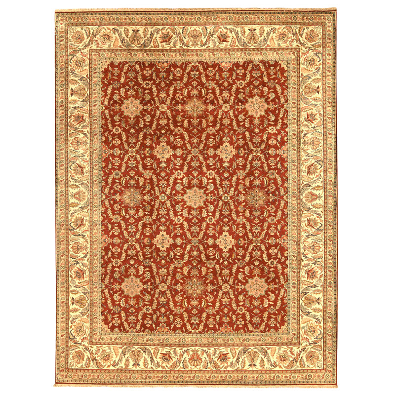 High-Quality Hand-Knotted Red And Gold Area Rug