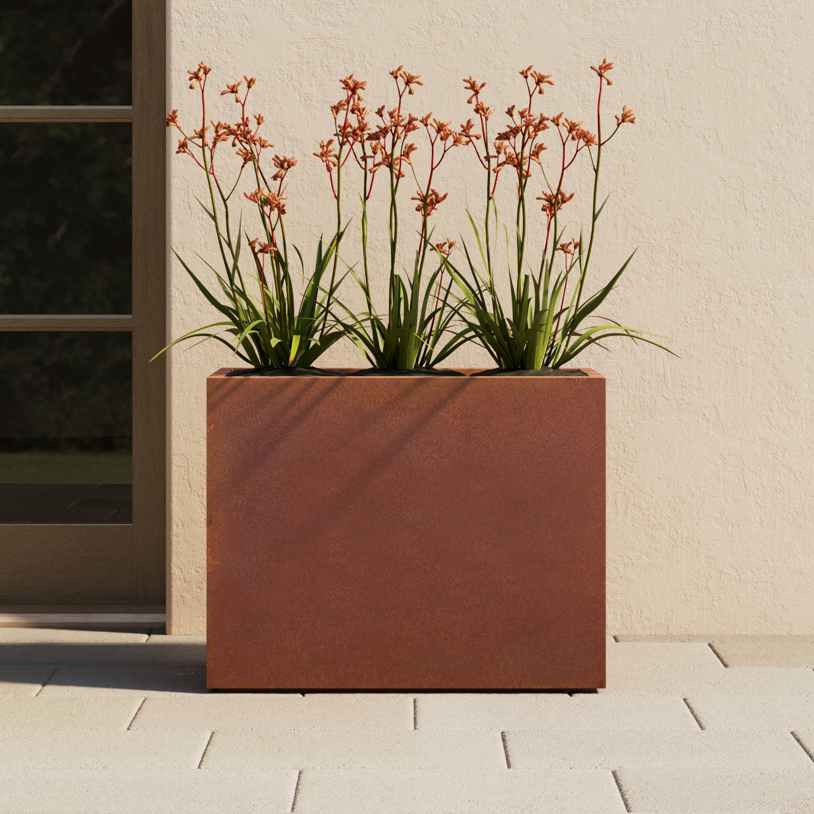 Corten Steel Series Span Planter, 24" H x 30" W x 12" D