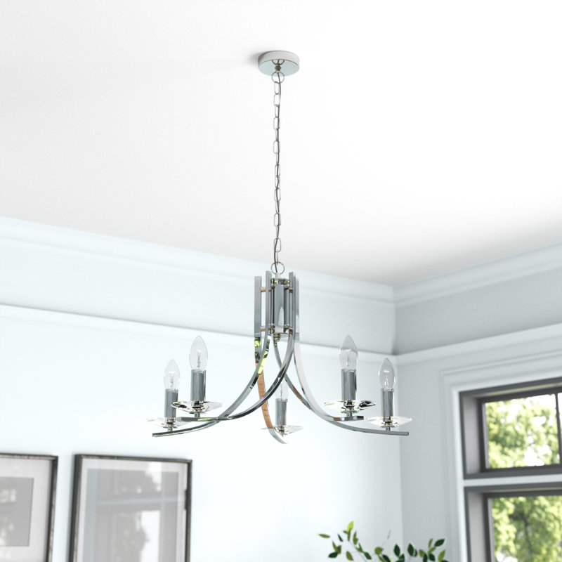 Lustre style chandelier à 5 lumières Pamelia, Chrome