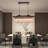 6 Light Dimmable Retro Rectangle Crystal Chandelier For Dining Room