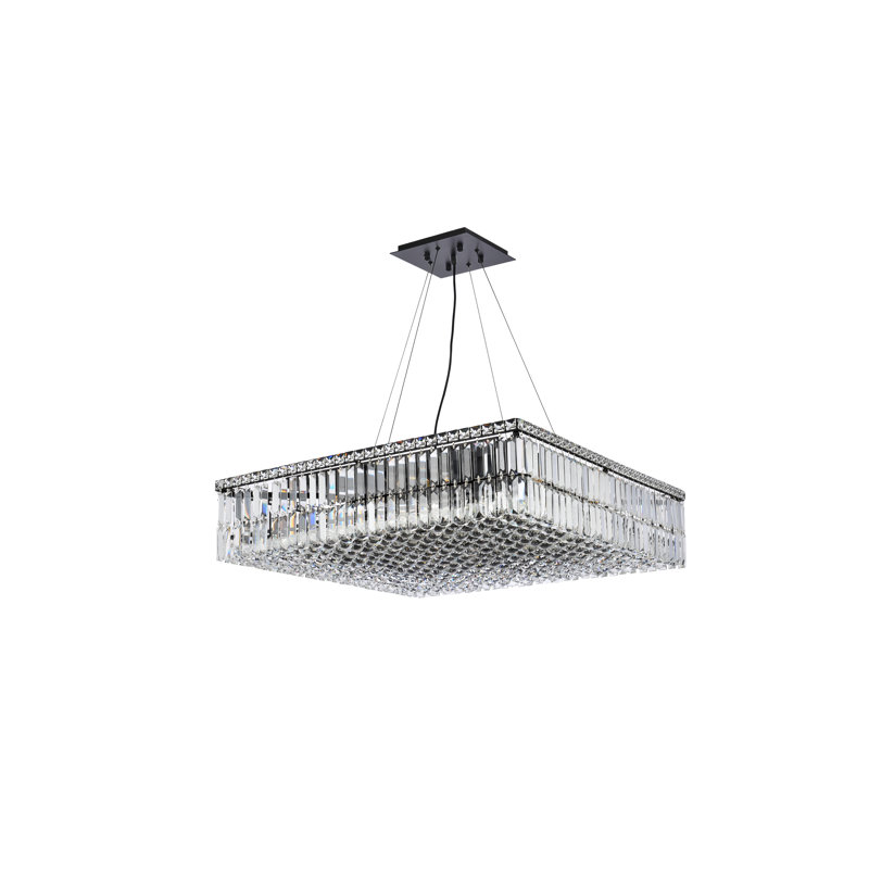 Lustre rectangulaire unique à 12 lumières, H 7,5 po x l 32 po x P 32 po