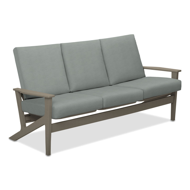 Chrisa 74.5'' Wide Patio Sofa with Cushions, Mist, Desert