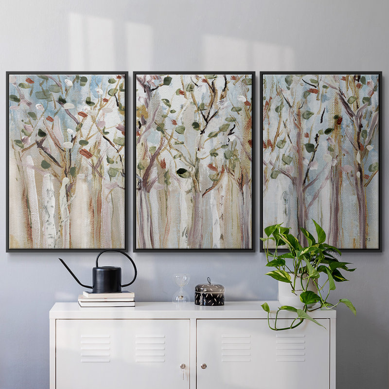 " Spring Day " 3 - Pieces, 36" H x 75" W x 2" D, Black