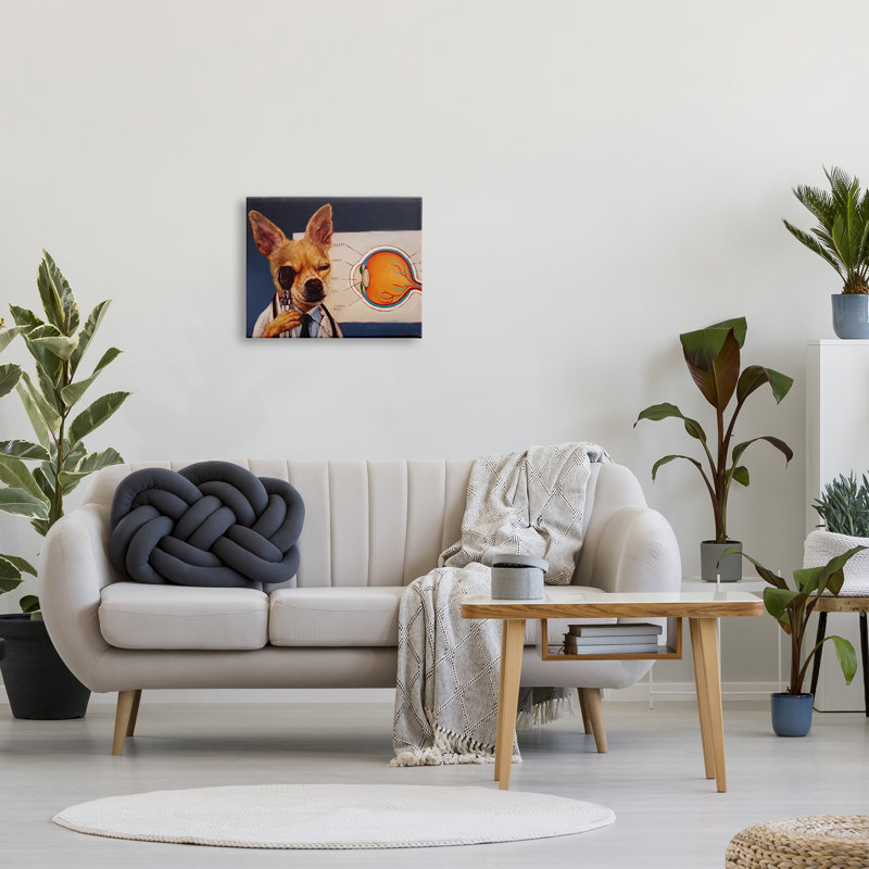 «Dog Optometrist», animal rigolo sur toile, H 16 po x l 20 po x P 1,5 po