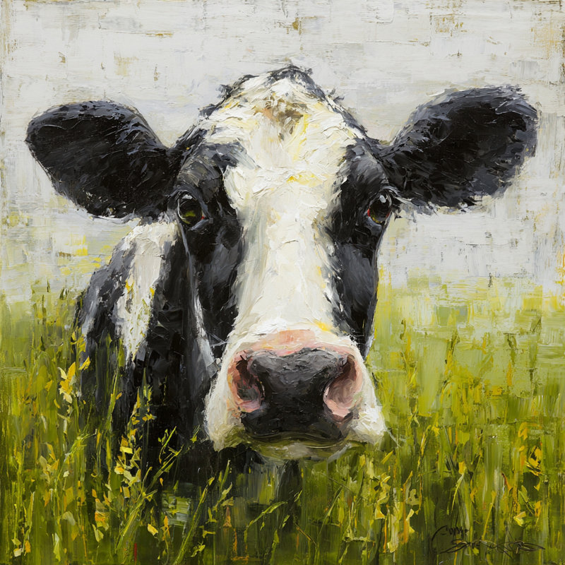 «Curious Cow», art mural sur toile tendue, H 40 po x l 40 po