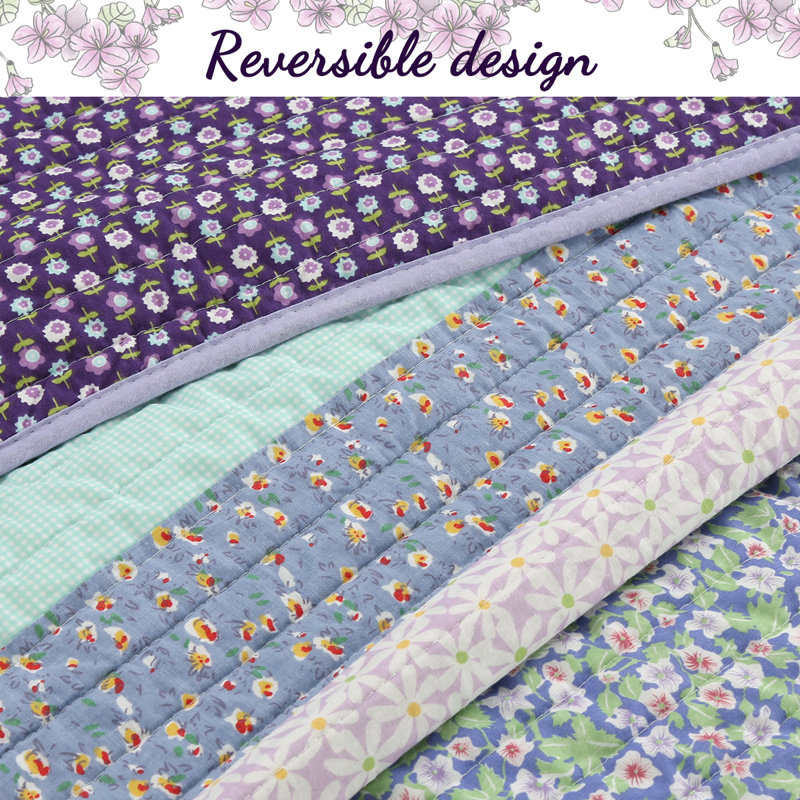 Jeannie Cotton Striped Quilt, King Quilt + 2 Shams