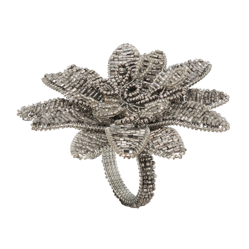 Rond de serviette perlé, Argent